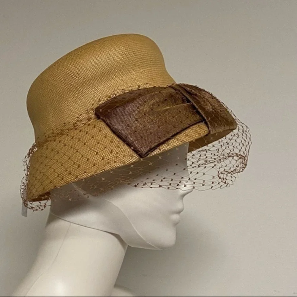 Stunning vintage fascinator! - fine‎ straw and silk - Picture 3 of 12